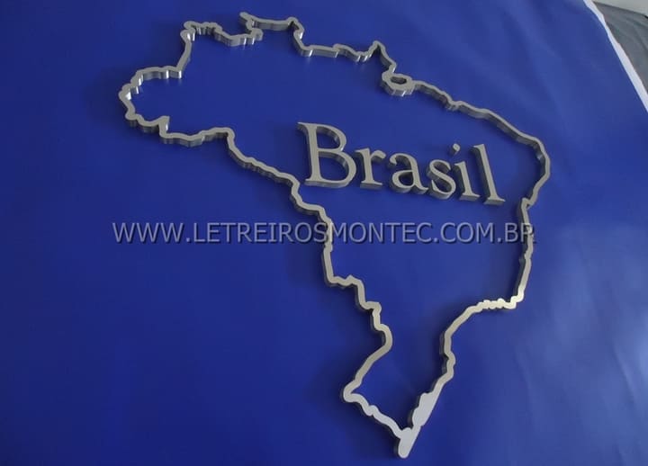 Mapa do Brasil em aço inox