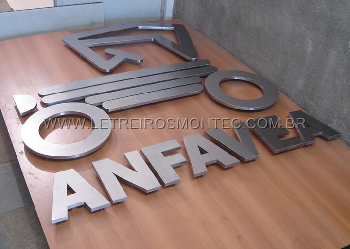 Letreiro em aço inox escovado para empresa Anfavea - Associação dos fabricantes Automotores