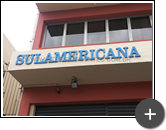 Letreiro da empresa Sulamericana produzido em aço com pintura