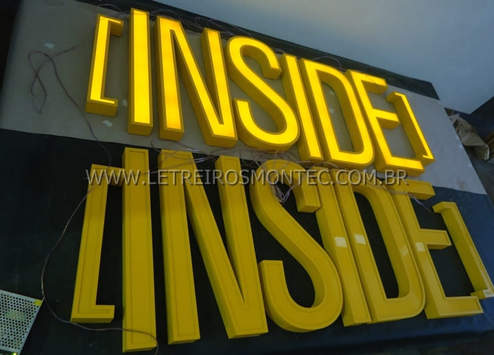 Letreiro frente acrilico com led