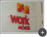 Letreiro para fachada de loja de móveis - Work Móveis - produzido em aço com pintura