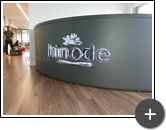 Letreiro para a loja de cosméticos Hinode em São Paulo de aço iluminado por leds