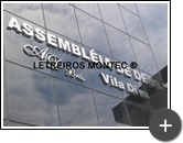 Letreiro da igreja Assembléia de Deus - Vila Diva no Brás em aço inox instalado na fachada